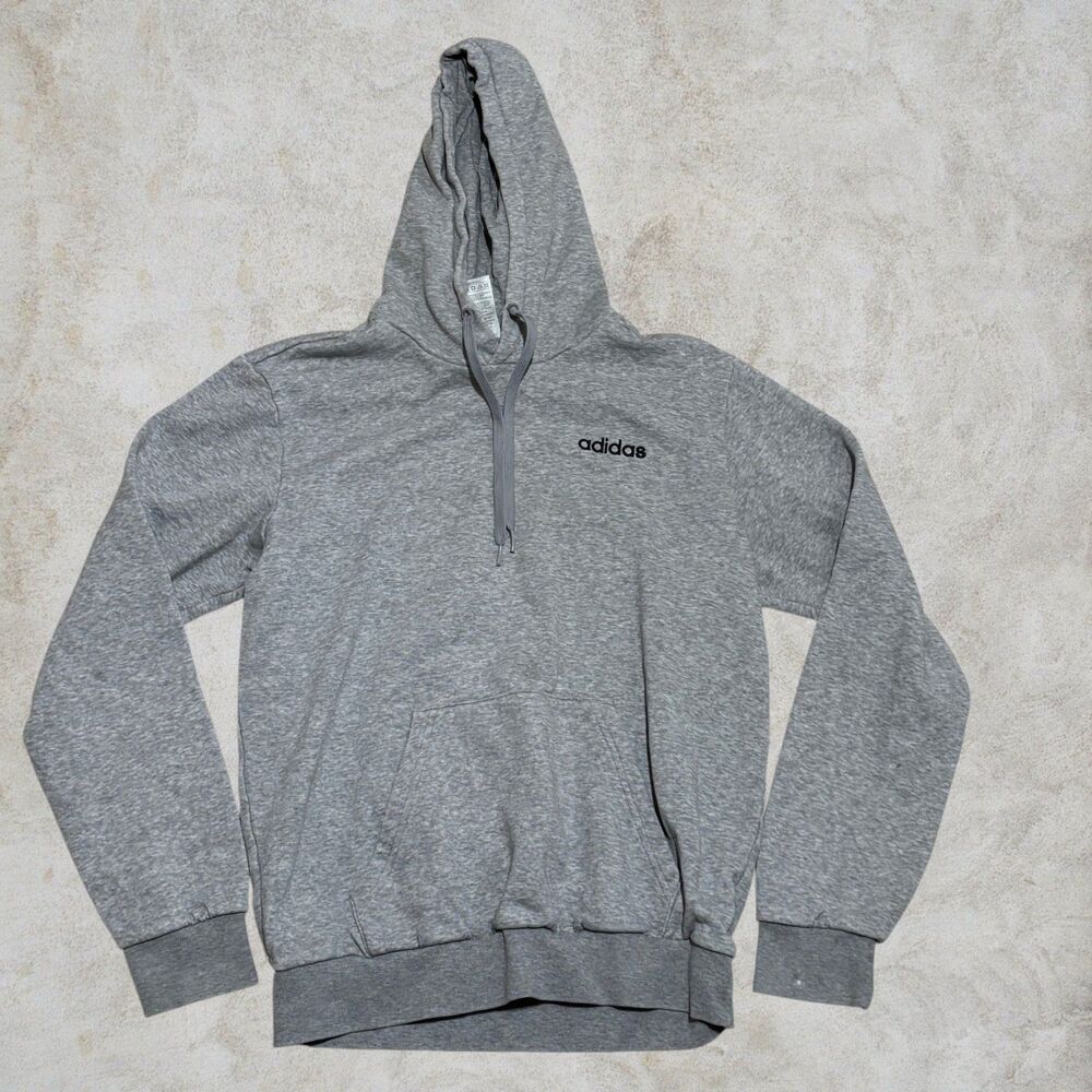 Adidas Gray Men's Embroidered Logo Pullover Hoodie Sweatshirt Size S